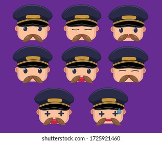 flat emoticon icon design vector,
train conductor