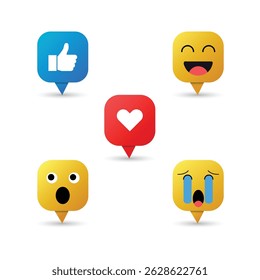 Icono plano de colección de reacción de emoticono
