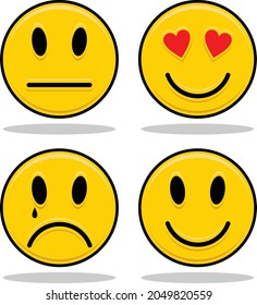 Flat Emoticon Reaction Collection vector Illustration
