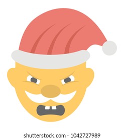 
A flat emoticon of Santa claus with nerd expressions
