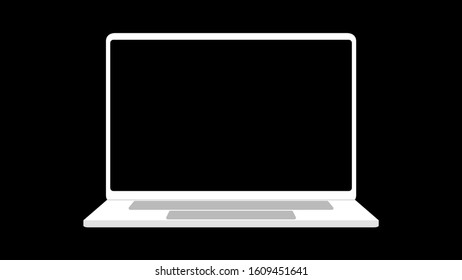 flat empty notebook screen with black background. 16 inch laptop icon vector illustration