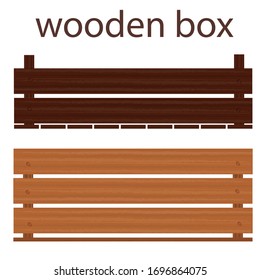 Flat empty wooden box on a white background, vector flat illustration, concept box for the delivery of products, vegetables, objects.