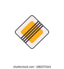 Flat end of main road sign on white background vector illustration