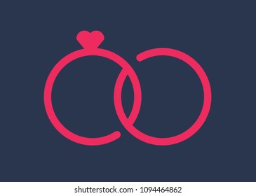 Flat Endless Sign Wedding Rings with Heart