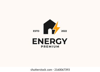Flat energy house logo design vector template illustration