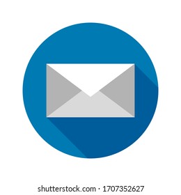 Flat Envelope Circle Icon. Vector Illustration of Letter Object.