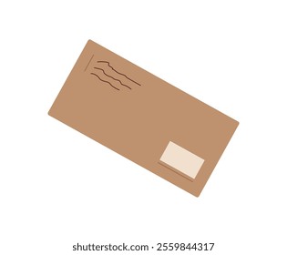 Flat envelope holds message or note in postal style. Cartoon icon of communication and delivery. Concept of love, holiday, and correspondence, suitable for greeting card or invitation design.