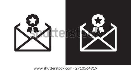 Flat Envelope Icon with Certificate and Star Seal for Awards and Official Recognition