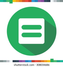 Flat equals sign icon in a green circle with a long shadow.