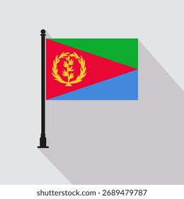 Flat Eritrea Rectangle Flag Pole in Official Colors