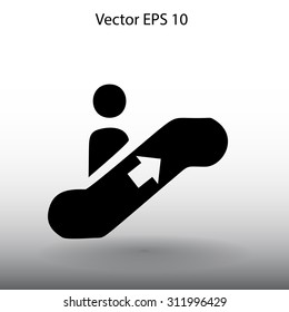 Flat escalator icon. Vector.