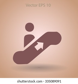 Flat escalator icon. Vector.
