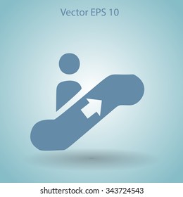 Flat escalator icon. Vector.