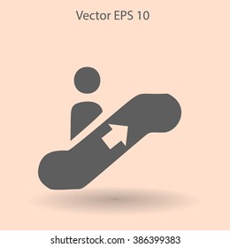 Flat escalator icon. Vector.