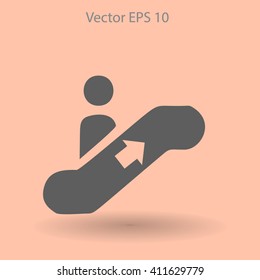 Flat escalator icon. Vector.