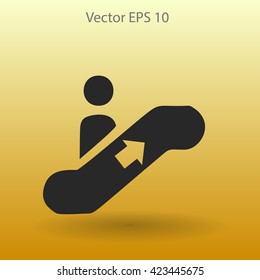 Flat escalator icon. Vector.