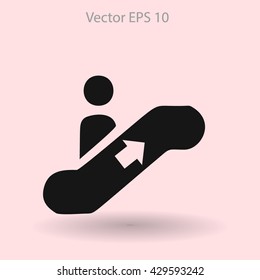 Flat escalator icon. Vector.