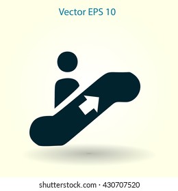 Flat escalator icon. Vector.