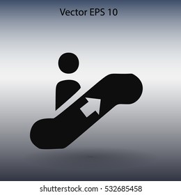 Flat escalator icon. Vector.
