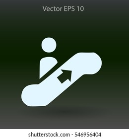 Flat escalator icon. Vector.