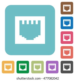 Flat ethernet connector icons on rounded square color backgrounds.