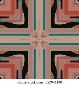 Flat ethnic seamless pattern. Colorful geometrical ornament tiles. For different design uses, as wallpaper, pattern fills, web page background, surface textures for print and dalle production.