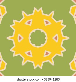 Flat ethnic seamless pattern. Colorful geometrical ornament tiles. For different design uses, as wallpaper, pattern fills, web page background, surface texturesm for print and dalle production.