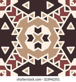 Flat ethnic seamless pattern. Colorful geometrical ornament tiles. For different design uses, as wallpaper, pattern fills, web page background, surface texturesm for print and dalle production.