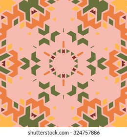 Flat ethnic seamless pattern. Colorful geometrical ornament tiles. For different design uses, as wallpaper, pattern fills, web page background, surface textures for print and dalle production.