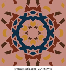 Flat ethnic seamless pattern. Colorful geometrical ornament tiles. For different design uses, as wallpaper, pattern fills, web page background, surface textures for print and dalle production.