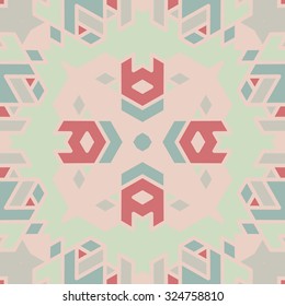 Flat ethnic seamless pattern. Colorful geometrical ornament tiles. For different design uses, as wallpaper, pattern fills, web page background, surface texturesm for print and dalle production.