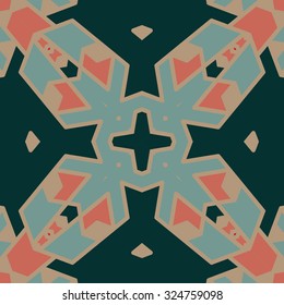 Flat ethnic seamless pattern. Colorful geometrical ornament tiles. For different design uses, as wallpaper, pattern fills, web page background, surface texturesm for print and dalle production.