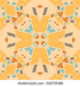 Flat ethnic seamless pattern. Colorful geometrical ornament tiles. For different design uses, as wallpaper, pattern fills, web page background, surface texturesm for print and dalle production.