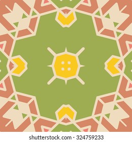 Flat ethnic seamless pattern. Colorful geometrical ornament tiles. For different design uses, as wallpaper, pattern fills, web page background, surface texturesm for print and dalle production.