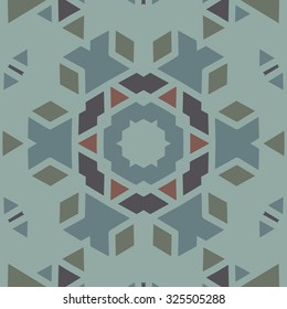 Flat ethnic seamless pattern. Colorful geometrical ornament tiles. For different design uses, as wallpaper, pattern fills, web page background, surface textures for print and dalle production.