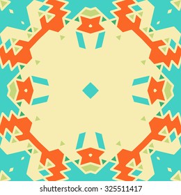 Flat ethnic seamless pattern. Colorful geometrical ornament tiles. For different design uses, as wallpaper, pattern fills, web page background, surface textures for print and dalle production.