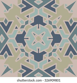 Flat ethnic seamless pattern. Colorful geometrical ornament tiles. For different design uses, as wallpaper, pattern fills, web page background, surface texturesm for print and dalle production.