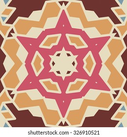 Flat ethnic seamless pattern. Colorful geometrical ornament tiles. For different design uses, as wallpaper, pattern fills, web page background, surface textures for print and dalle production.