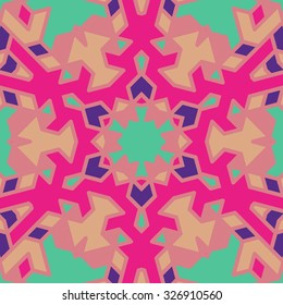 Flat ethnic seamless pattern. Colorful geometrical ornament tiles. For different design uses, as wallpaper, pattern fills, web page background, surface textures for print and dalle production.