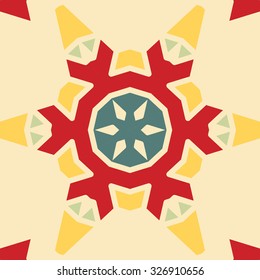 Flat ethnic seamless pattern. Colorful geometrical ornament tiles. For different design uses, as wallpaper, pattern fills, web page background, surface textures for print and dalle production.