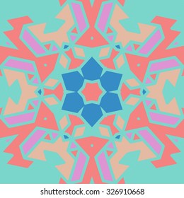 Flat ethnic seamless pattern. Colorful geometrical ornament tiles. For different design uses, as wallpaper, pattern fills, web page background, surface textures for print and dalle production.