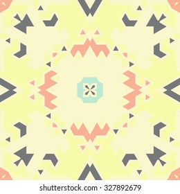 Flat ethnic seamless pattern. Colorful geometrical ornament tiles. For different design uses, as wallpaper, pattern fills, web page background, surface texturesm for print and dalle production.