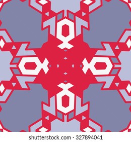 Flat ethnic seamless pattern. Colorful geometrical ornament tiles. For different design uses, as wallpaper, pattern fills, web page background, surface texturesm for print and dalle production.