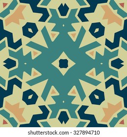 Flat ethnic seamless pattern. Colorful geometrical ornament tiles. For different design uses, as wallpaper, pattern fills, web page background, surface texturesm for print and dalle production.