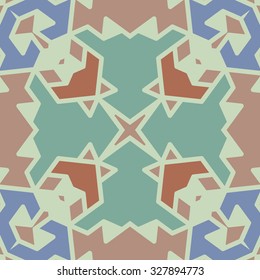 Flat ethnic seamless pattern. Colorful geometrical ornament tiles. For different design uses, as wallpaper, pattern fills, web page background, surface texturesm for print and dalle production.