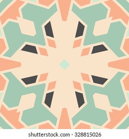 Flat ethnic seamless pattern. Colorful geometrical ornament tiles. For different design uses, as wallpaper, pattern fills, web page background, surface texturesm for print and dalle production.