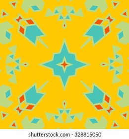 Flat ethnic seamless pattern. Colorful geometrical ornament tiles. For different design uses, as wallpaper, pattern fills, web page background, surface texturesm for print and dalle production.