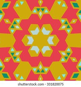 Flat ethnic seamless pattern. Colorful geometrical ornament tiles. For different design uses, as wallpaper, pattern fills, web page background, surface textures for print and dalle production.