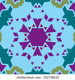 Flat ethnic seamless pattern. Colorful geometrical ornament tiles. For different design uses, as wallpaper, pattern fills, web page background, surface textures for print and daily production.