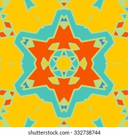 Flat ethnic seamless pattern. Colorful geometrical ornament tiles. For different design uses, as wallpaper, pattern fills, web page background, surface textures for print and daily production.